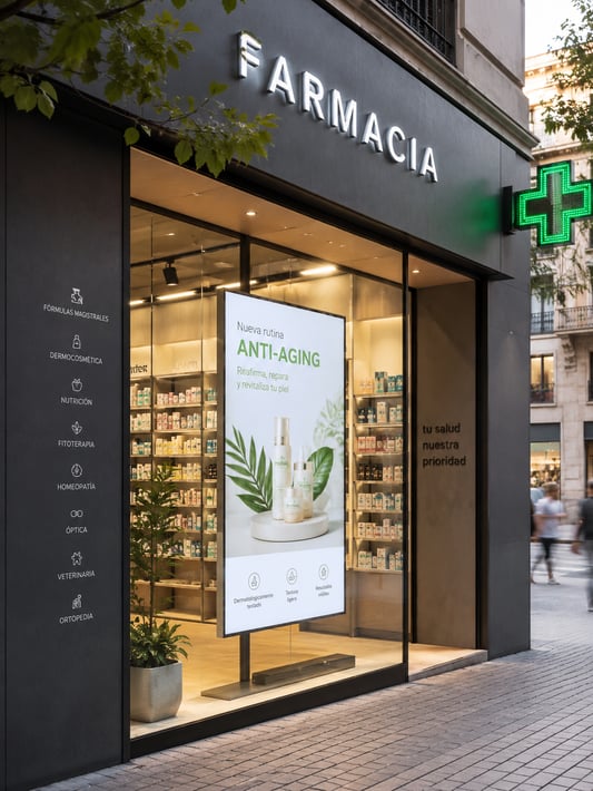 escaparate de farmacia moderno