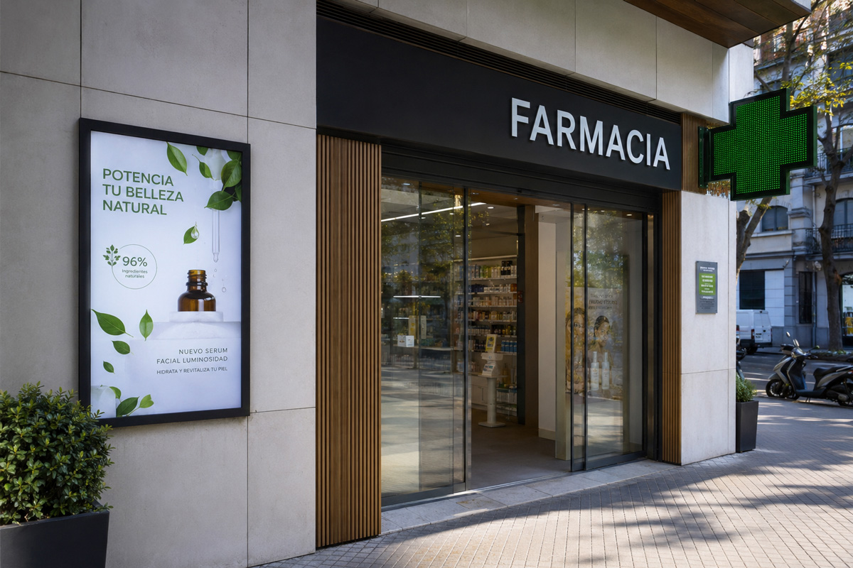 Pantallas LED para escaparates de farmacia